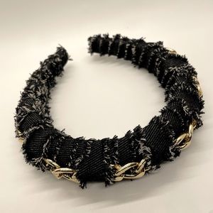 Distressed Denim headband.